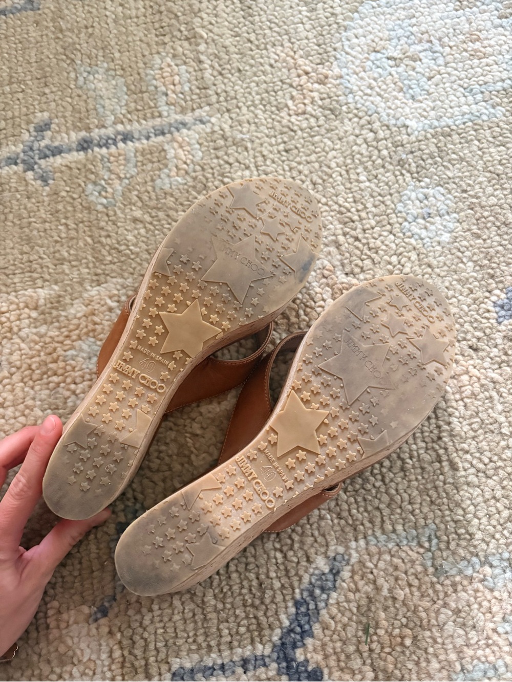 Jimmy Choo Tan Brown Leather Slide Mules - Picture 4 of 5